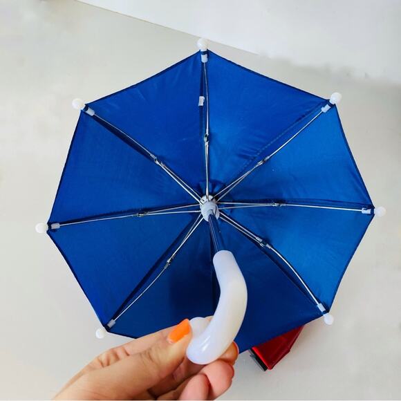 AMERICAN GIRL DOLL Red Blue White Snap Rain Jacket Coat Umbrella Boots Galoshes - Picture 3 of 9